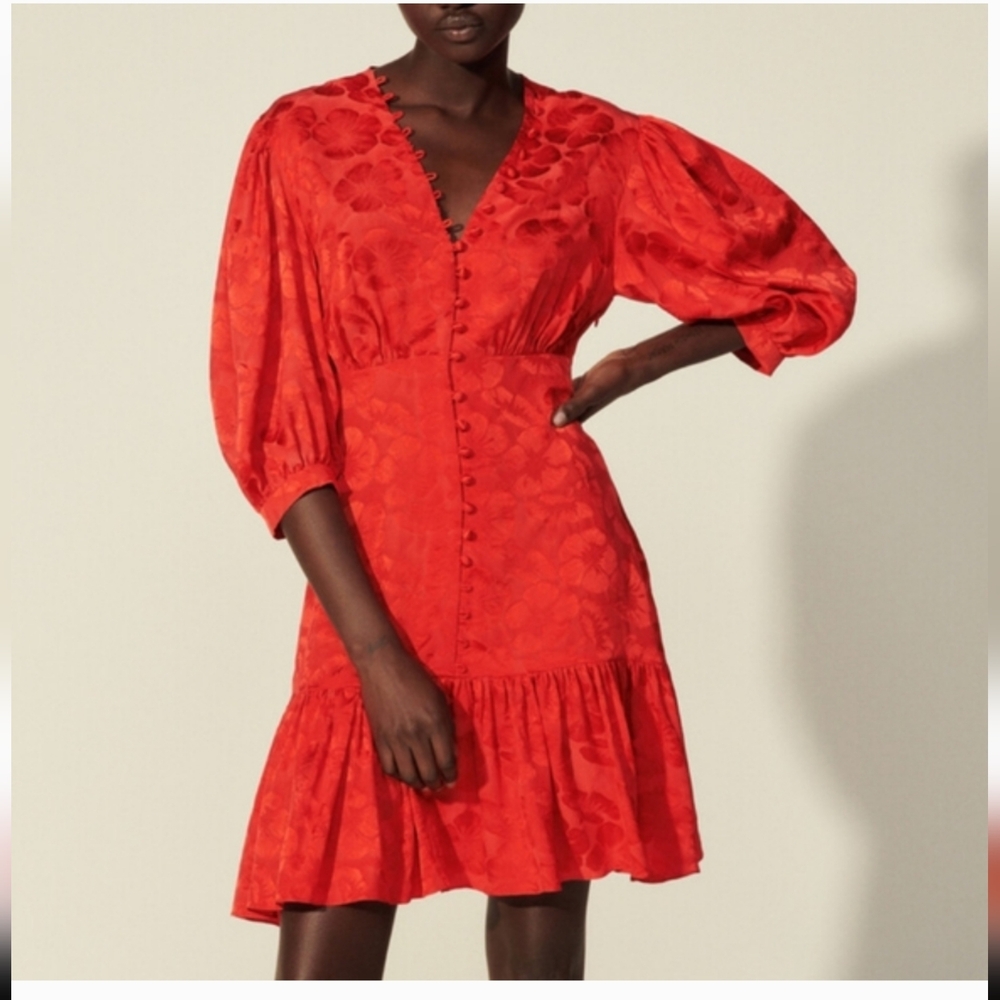 Sandro Silk Red Dress US 2